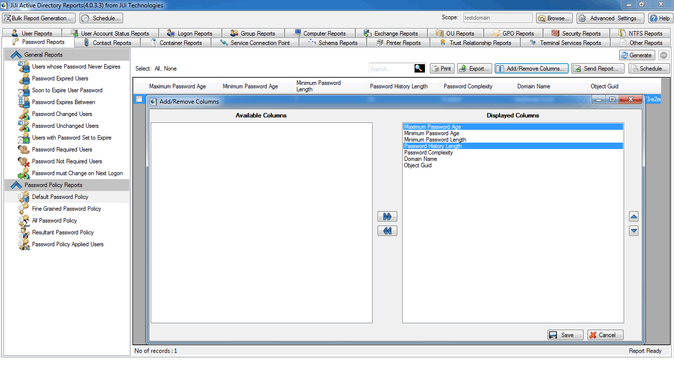 Active Directory Password policy Report